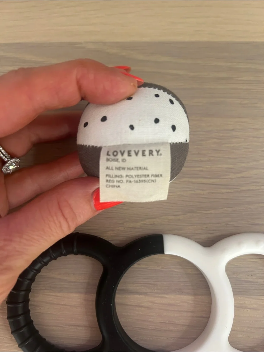 Lovevery Black & White Baby Teether & Rattle Ball Montessori Learning Toy 0mo+